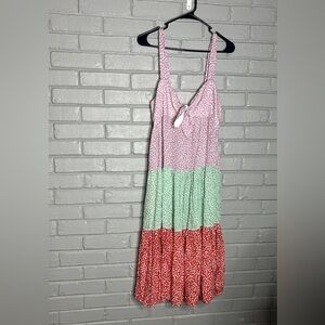 RAWEDGE Floral Print Colorblock Layered Dress Size Medium